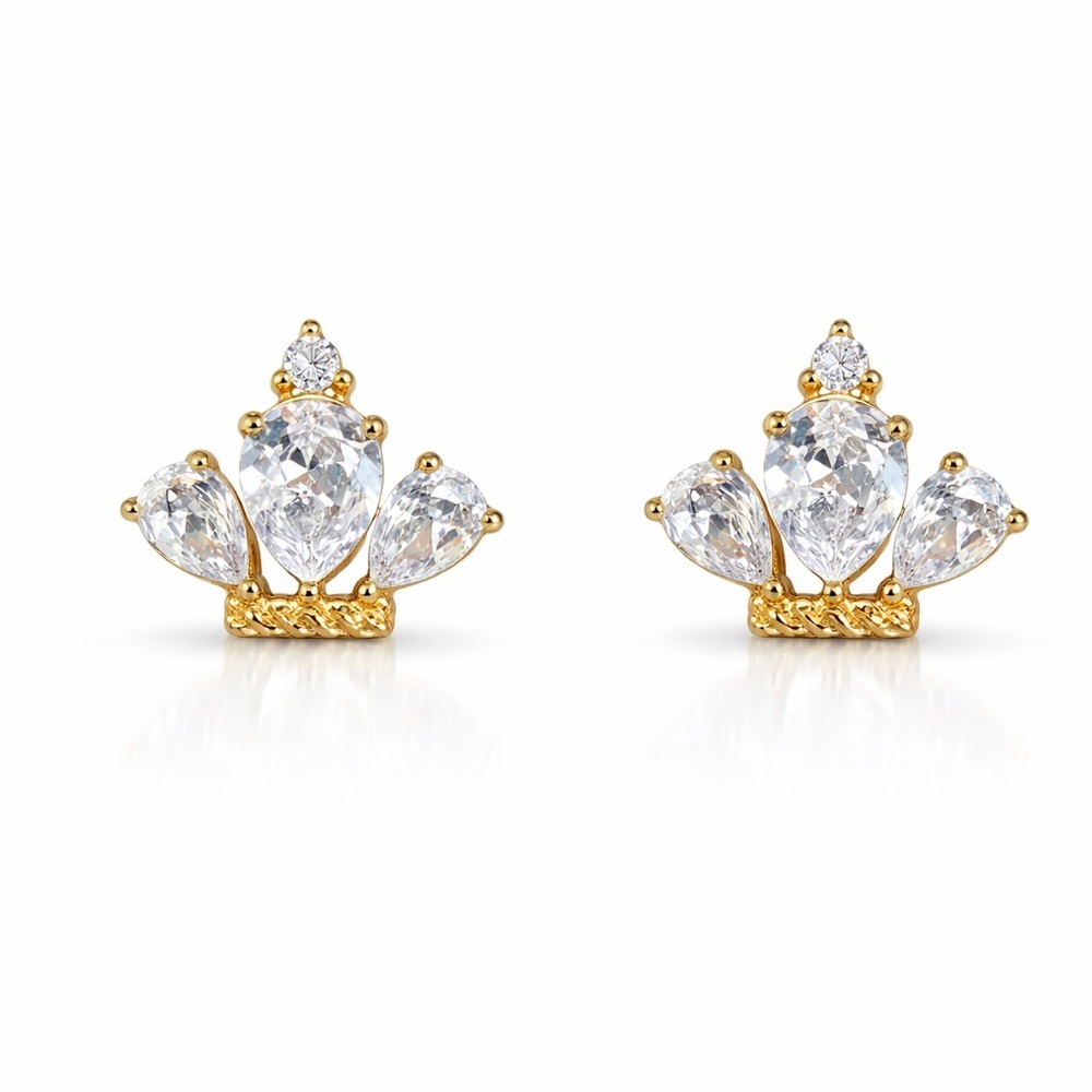 ⚜️ Elegant Gold and Silver Crystal Earrings - Picture 1 of 7